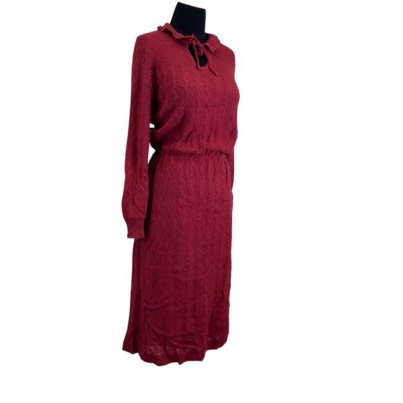 Vintage 1970s Burgundy Knit Midi Dress by C&A – Size 6/42 - Picture 8 of 14